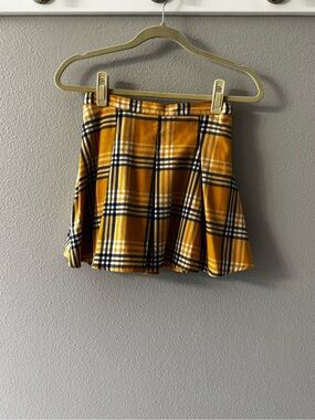 Plaid Yellow Circle Skirt - Flared Skater Style